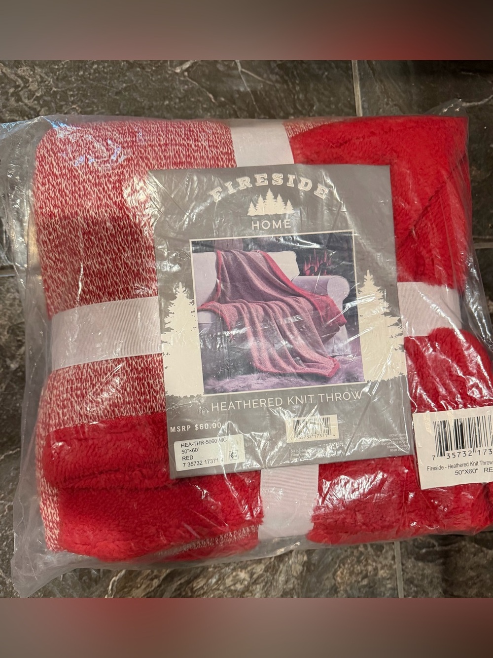 Fireside Home Red Heathered Knit Throw Blanket